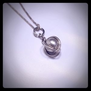 Sterling Silver necklace stamped SA w moving ball